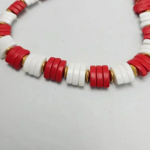 Vintage 1986 Avon Red White Spectator Lucite Beaded Choker Necklace - Picture 6 of 7